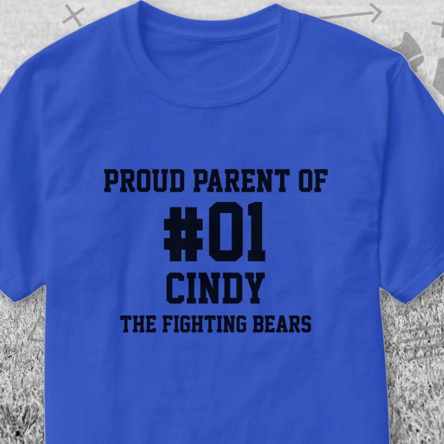 T-shirt Équipe de baseball Blue Black (Blue and Black Baseball Proud Parent of T-Shirt. Celebrate your high school or college athlete.)