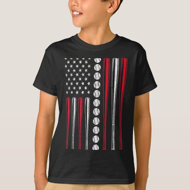 T-shirt Équipe de baseball Drapeau Américain Hommes Garçon (Devant)