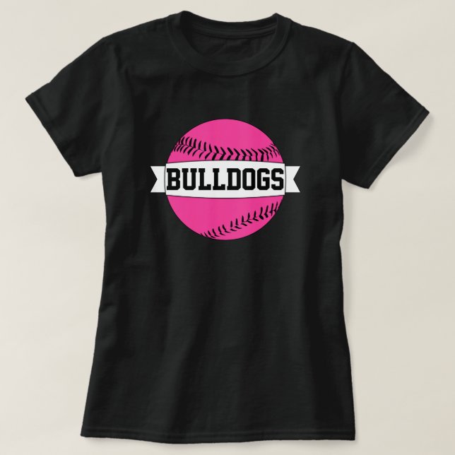 T-shirt Équipe de baseball/softball rose & Joueur Nom et n (Design devant)