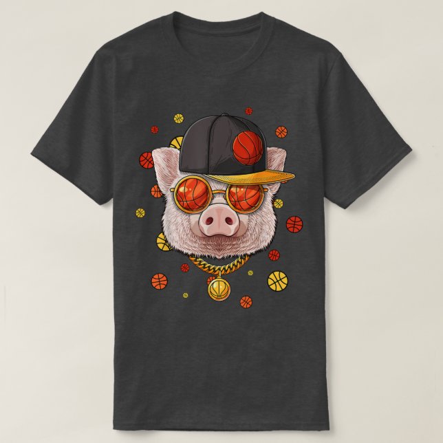 T-shirt Équipe de basket-ball de cochon Farmer Joueur de b (Design devant)