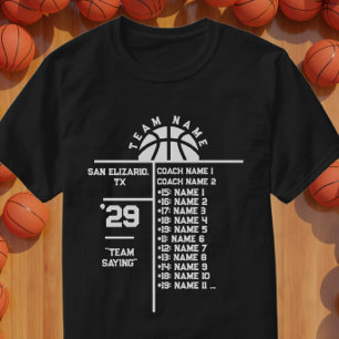 T-shirt Équipe de basket-ball Liste des joueurs personnali