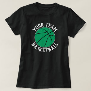T-shirt Équipe de basket-ball vert, Nom du joueur et Numér