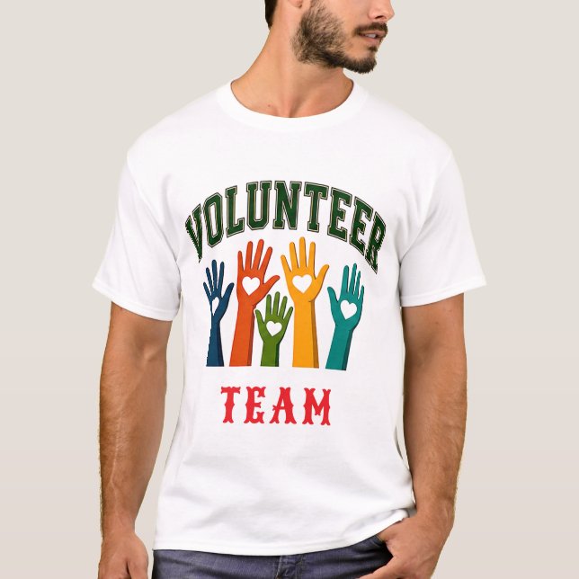 T-shirt ❤️ Équipe de bénévoles Typographie 👕 (Devant)