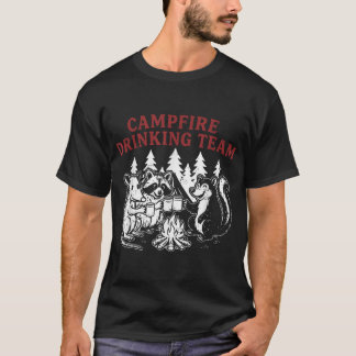 T-shirt Équipe de boisson de campement Opossum Raton laveu