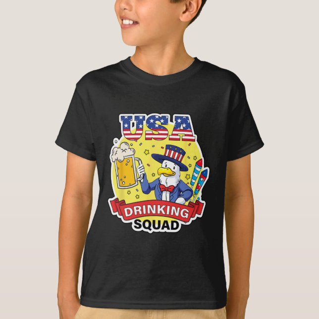 T-shirt Équipe de boisson des États-Unis 4 juillet Fête de (Devant)