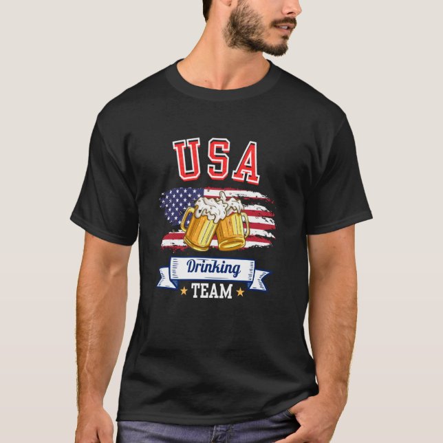 T-shirt Équipe de boisson USA Drôle de bière Drapeau améri (Devant)