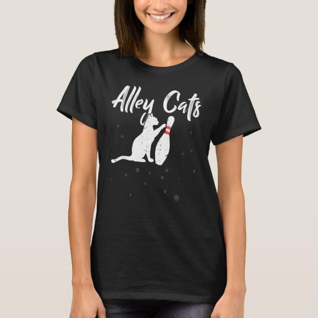 T-shirt Équipe de bowling Alley Cat Bowler (Devant)