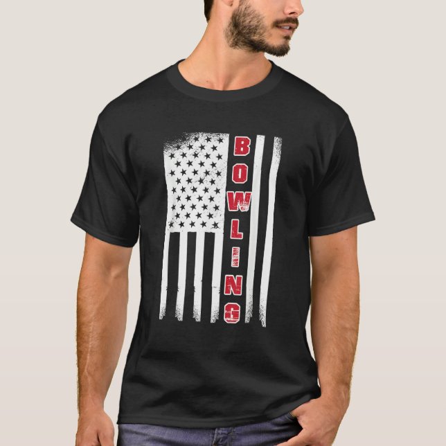 T-shirt Équipe de bowling de bowling de drapeau USA boule  (Devant)
