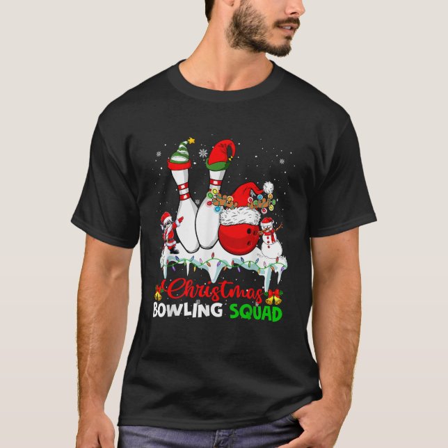T-shirt Équipe de bowling de Noël Dabbing Père Noël Elf Bo (Devant)