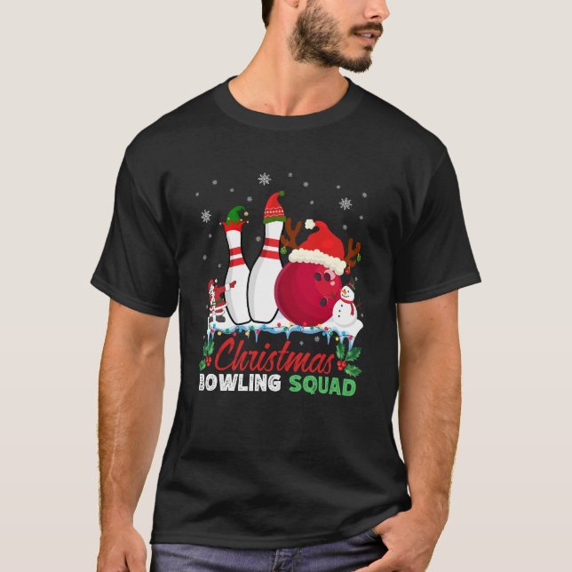 T-shirt Équipe de bowling de Noël Snowman Père Noël Dabbin (Devant)