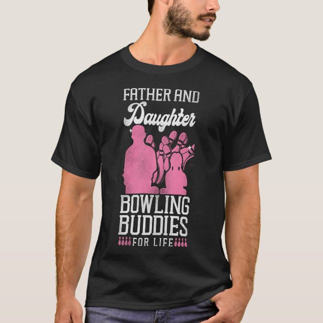 T-shirt Équipe De Bowling Père Et Fille Étudiants De Bowli (Devant)