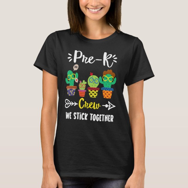 T-shirt Équipe de Cactus de l'école Pré K Équipe d'enseign (Devant)