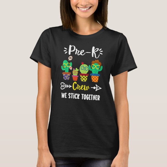T-shirt Équipe de Cactus de l'école Pré K Équipe d'enseign (Devant)