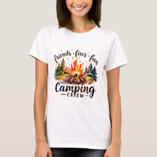 T-shirt Équipe de camping amusant feux amis Camp d'été Feu
