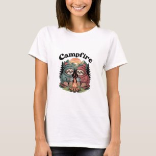 T-shirt Équipe de camping de paresseux Feu de camp officie