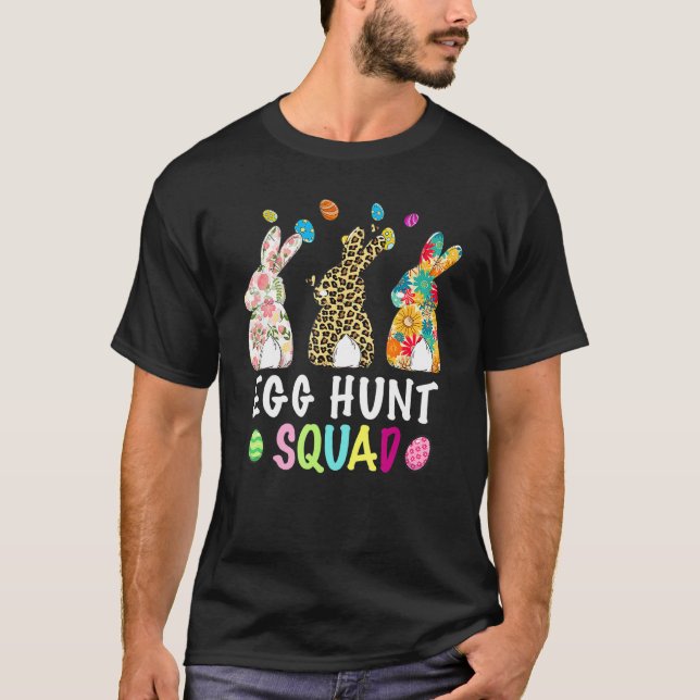 T-shirt Équipe de chasse aux oeufs Leopard Lapin de Pâques (Devant)