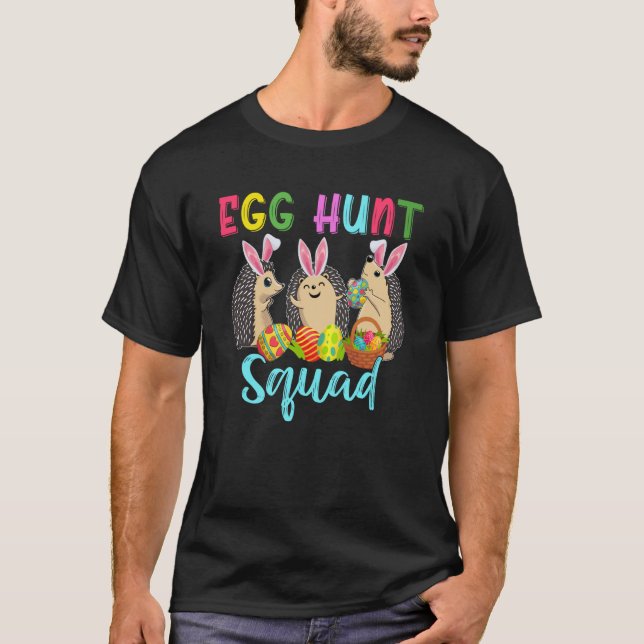 T-shirt Équipe de chasse aux oeufs Trois Hérisson de lapin (Devant)