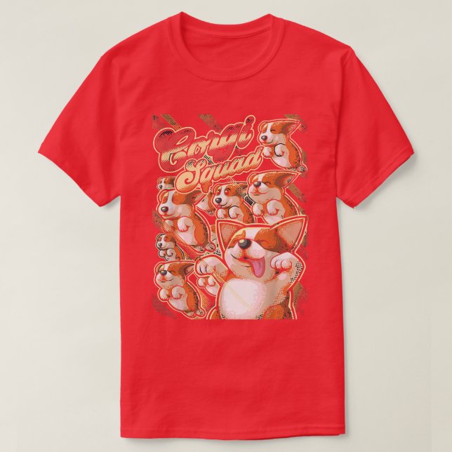 T-shirt Équipe de Chiens de Corgi  (Design devant)