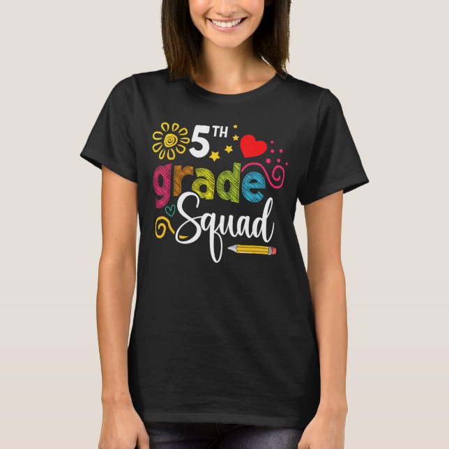 T-shirt Équipe de cinquième année Retour à l'école Enseign (Devant)