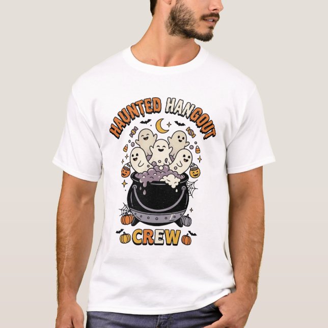 T-shirt Équipe de citrouille fantôme Halloween (Devant)