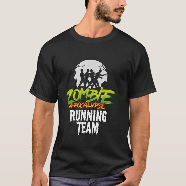 T-shirt Équipe de course Zombie Apocalypse Drôle Halloween (Devant)