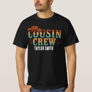 T-shirt Équipe de cousins personnalisée rétro western cow-