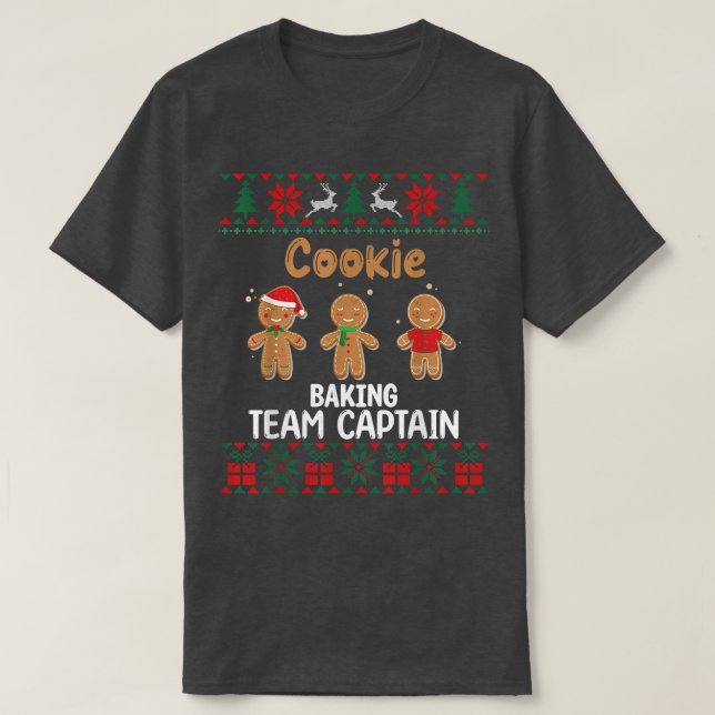 T-shirt Équipe de cuisine de biscuits Capitaine Noël laid  (Design devant)