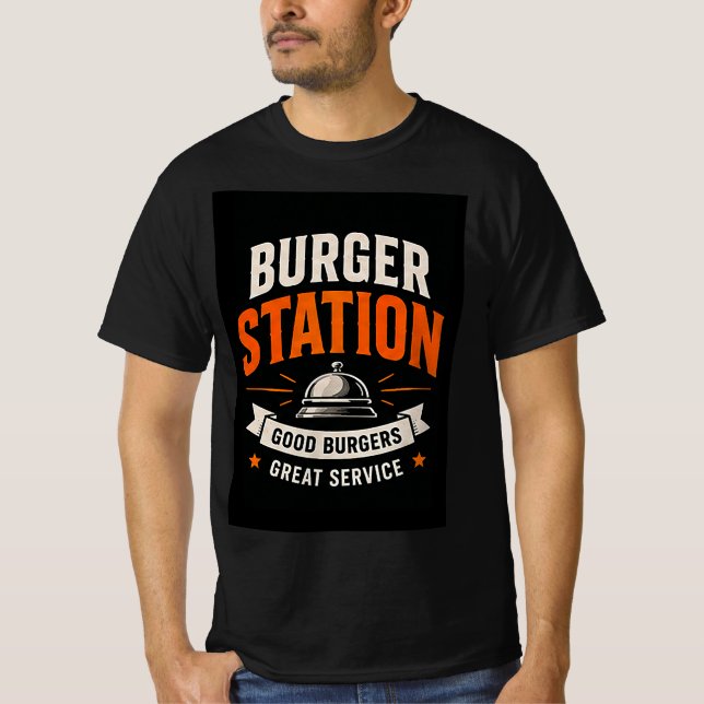 T-shirt 🍔 Équipe de cuisine du restaurant Burger Station  (Devant)