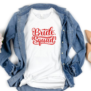 T-shirt Équipe de demoiselle d'honneur en lettres rouges 