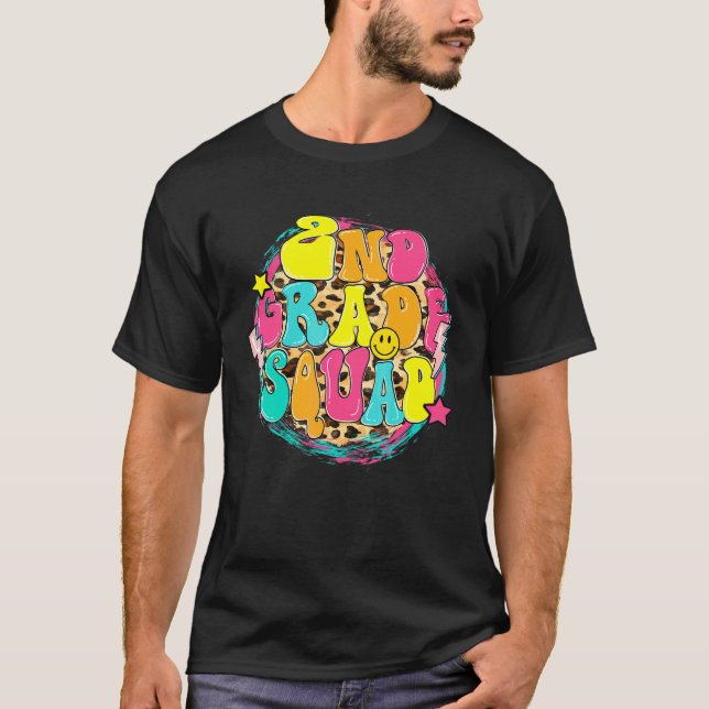 T-shirt Équipe de deuxième année rétro léopard professeur  (Devant)
