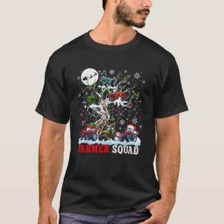 T-shirt Équipe de fermiers Père Noël Renne Elfes Tracteurs