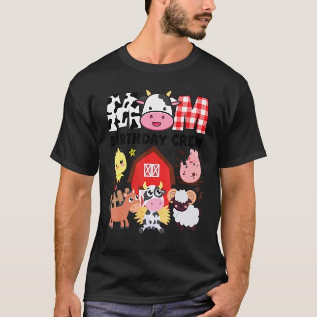T-shirt Équipe de fête d'anniversaire de maman vache thème (Devant)