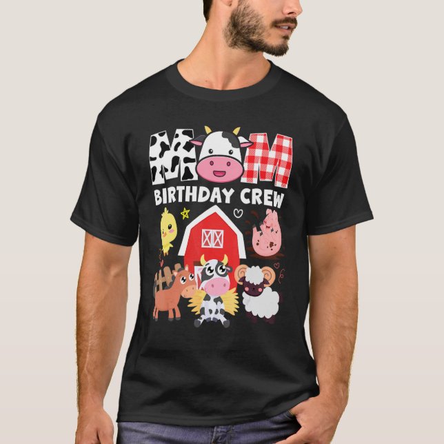 T-shirt Équipe de fête d'anniversaire de maman vache thème (Devant)