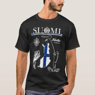 T-shirt Équipe de Finlande Suomi Pêche Tour finlandais