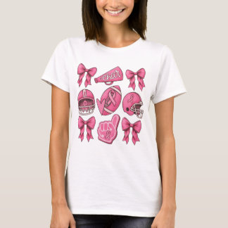 T-shirt Équipe de football de cheer ruban rose contre le c