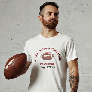 T-shirt Équipe de football de l'école secondaire marron pe