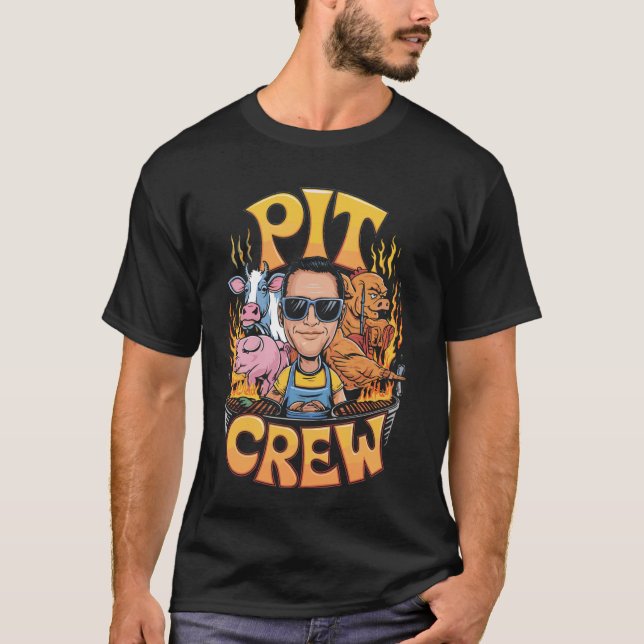 T-shirt Équipe de fosse BBQ Vache Cochon Poulet (Devant)