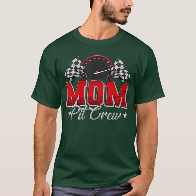 T-shirt Équipe de fosse Course Maman de course Fête d'anni (Devant)