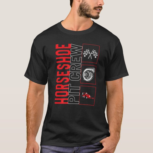 T-shirt Équipe de fosse en fer à cheval Course de voitures (Devant)
