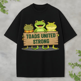 T-shirt Équipe de Grenouille Mignonne Tenant un Panneau de