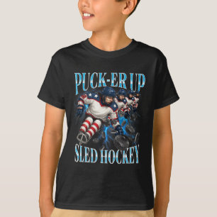 T-shirt Équipe de hockey sur luge pour femmes et filles Pu