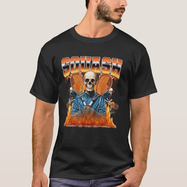 T-shirt Équipe de joueur de squash squelette crâne style b (Devant)