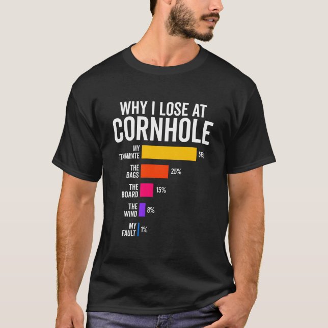 T-shirt Équipe De Joueurs De Cornhole Pourquoi Je Perds À  (Devant)