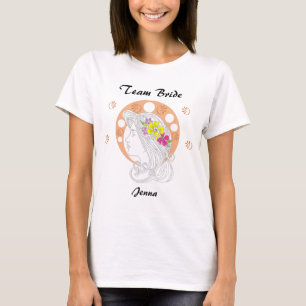 T-shirt Équipe de la mariée   Dessin à main levée personna