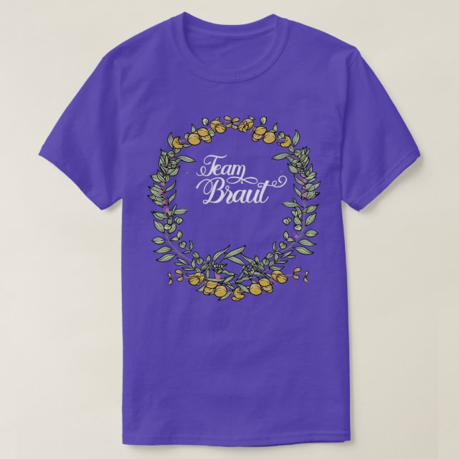T-shirt Équipe de la mariée I Couronne de fleurs Mariage S (Design devant)