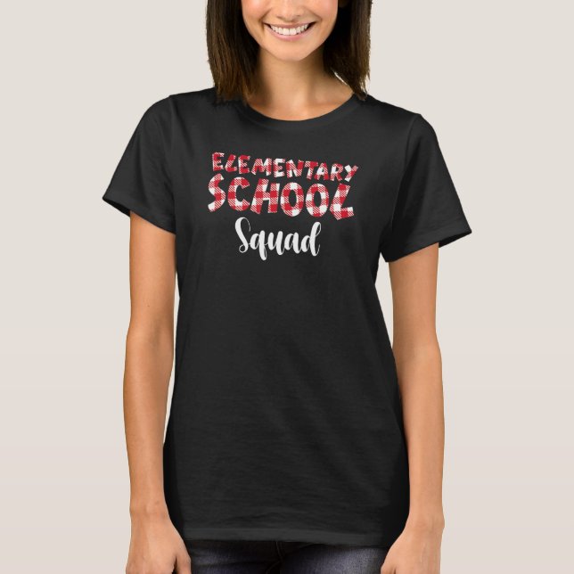 T-shirt Équipe de l'école primaire Buffalo Plaid de retour (Devant)