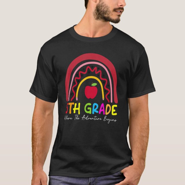 T-shirt Équipe de l'enseignant arc-en-ciel de 5e année Deu (Devant)