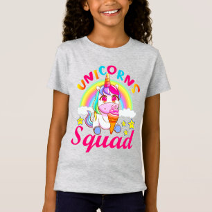 T-Shirt Équipe de licornes mignonnes Glace arc-en-ciel Fil