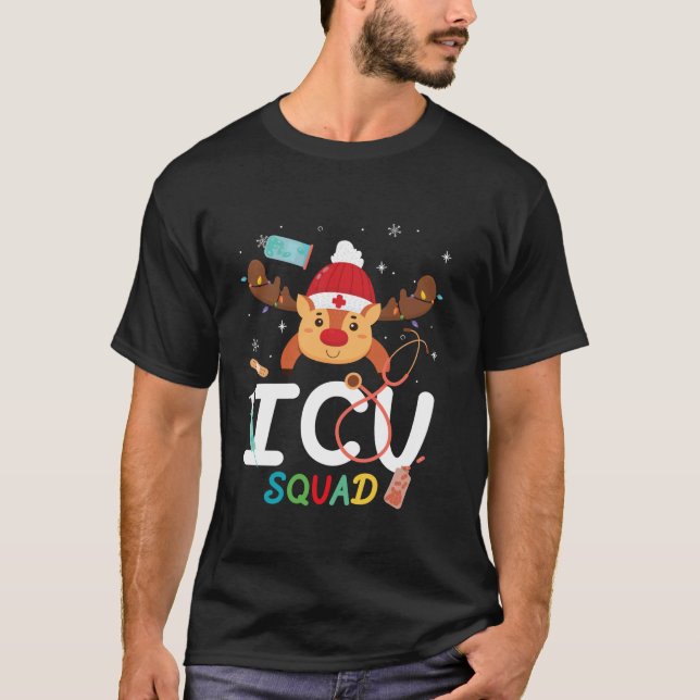 T-shirt Équipe de l'ICU Rindeer drôle Stethoscope Infirmiè (Devant)