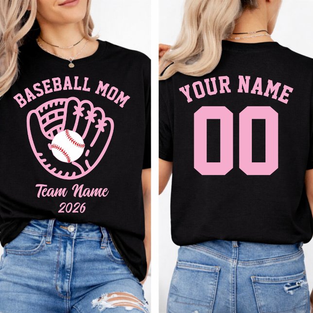 T-shirt Équipe de Maman de Baseball Nom Personnalisé Numér (Baseball Mom Team Custom Name Number T-Shirt)